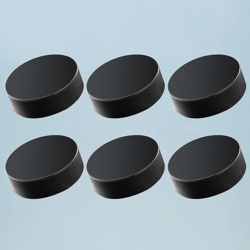 6 Pcs Ice Hockey Pucks - Standard Training Balls - Professional Rubber Sports Supplies: Black