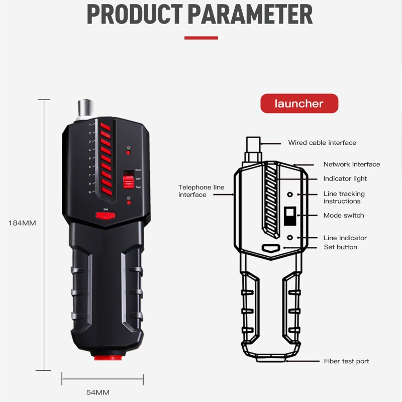 Probador rastreador de cables, buscador de líneas BNC RJ45 RJ11, Cable RJ11, sin murales, probador de Cable de red LAN, interruptor poe, prueba en línea