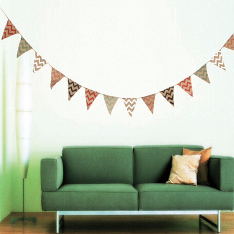 Mini Triangle Wavy Bunting Banners Burlap Jute Flags Christmas Wedding Party Hanging Decoration Bunting Banners