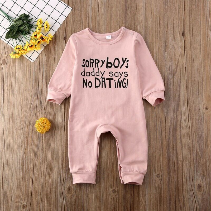 0-24M Newborn Baby Girls Boys Romper Letter Print Long Sleeve Autumn Winter Jumpsuits Clothes Outfits