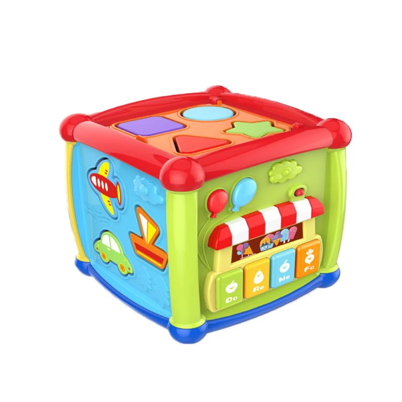 Multifunctional Musical Toys Toddler Baby Box Music Activity Cube Gear Clock Geometric Blocks Sorting Educational Toys: Default Title
