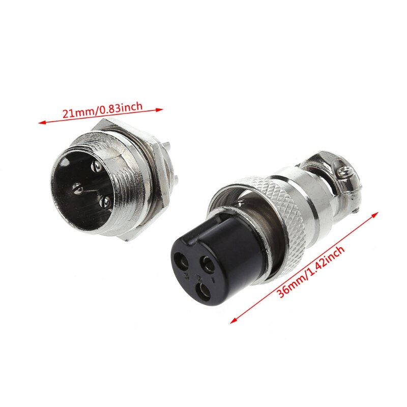 GX16 Stecker männlich & weiblich Draht Tafel Metall Stecker 2/3/4/5/6/8/9 Stift 16mm: 3 Stift
