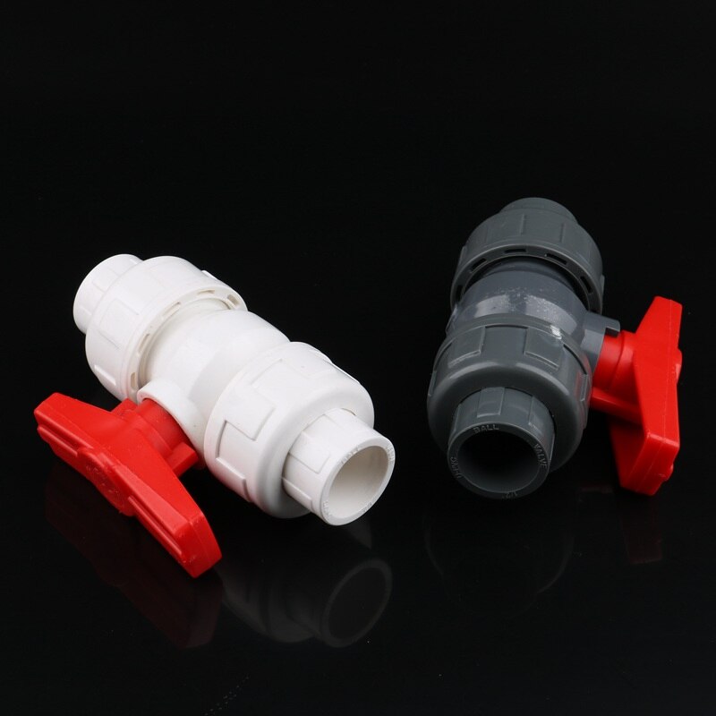 1pc 20mm til 20mm pvc kuleventil fagforening ventil pvc vannrørkobling rørlegger slangekoblinger 1/2 " slureventil