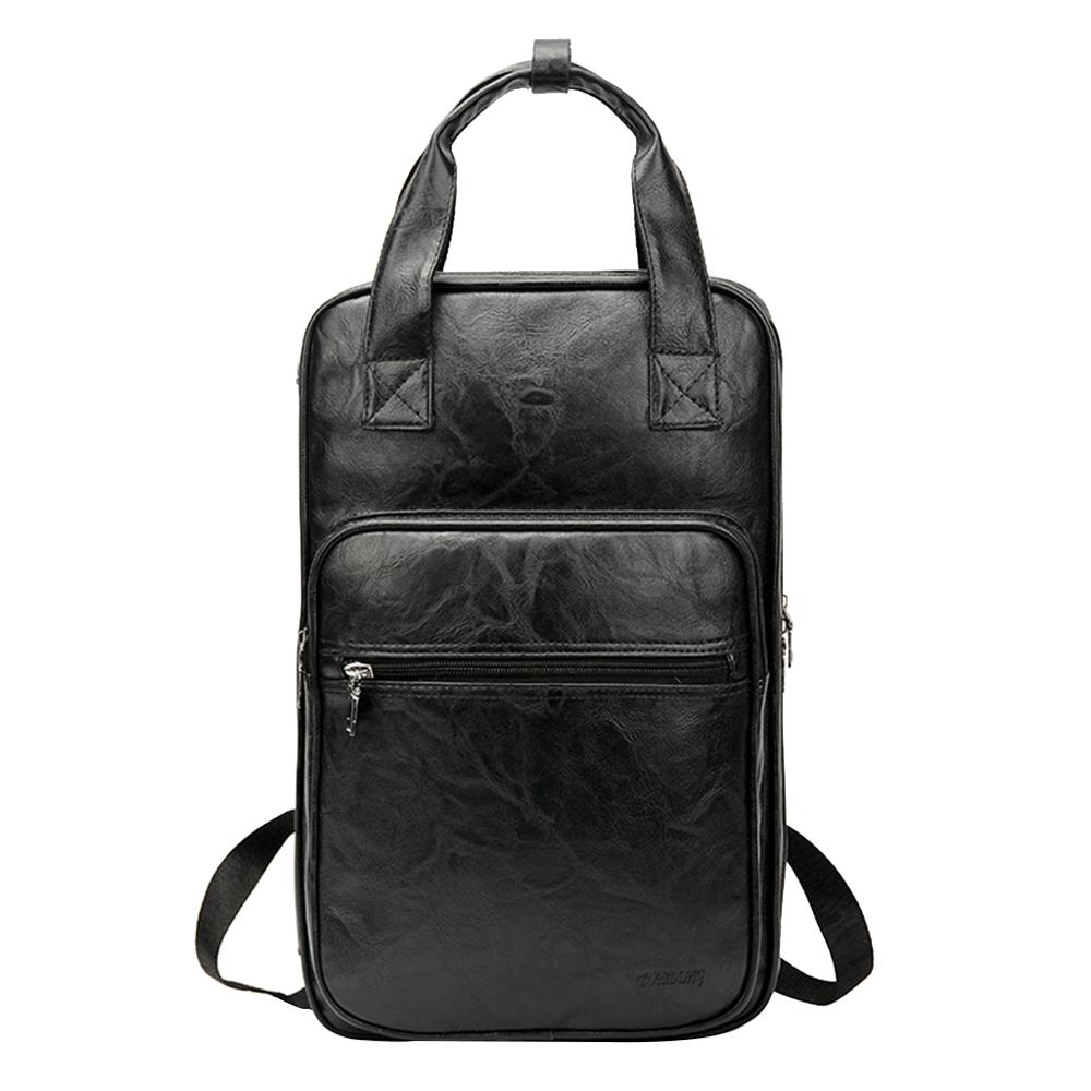 Sac à dos en cuir PU pour bâtons de tambour, sacoche de transport pour baguettes, sac à main, accessoires pour instruments de musique: black