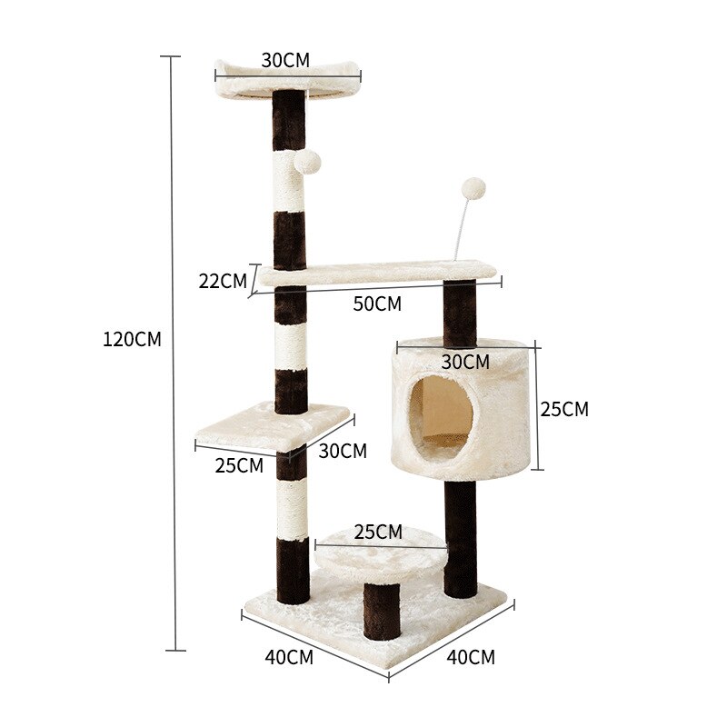 Cat Tree Multilevel Cat Towers with Luxury Condos Cat Tree Tower Kitten Condo Scratching Post: C 120cm
