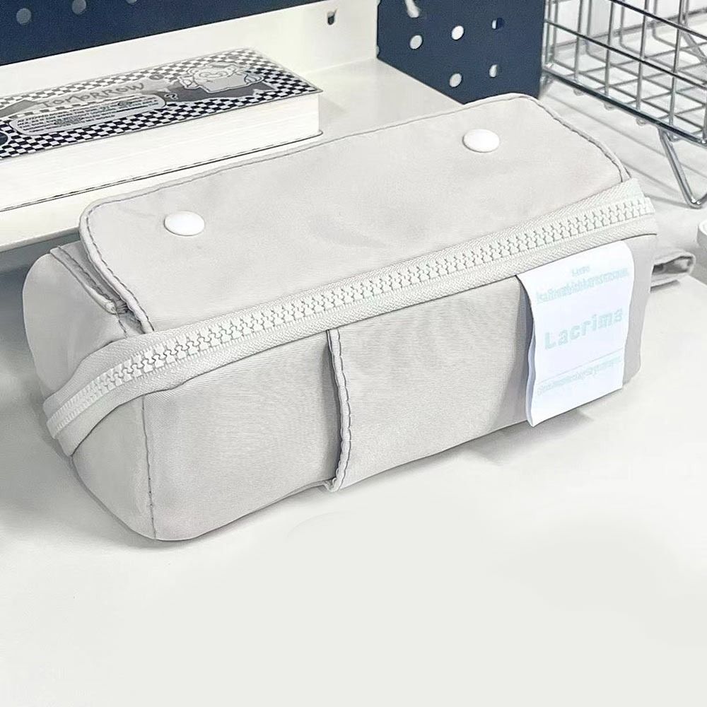 Canvas Prism Pencil Case Large Capacity Sweet Color Stationery Organizer Multi-layer Stationery Storage Pouch Student Supplies: green