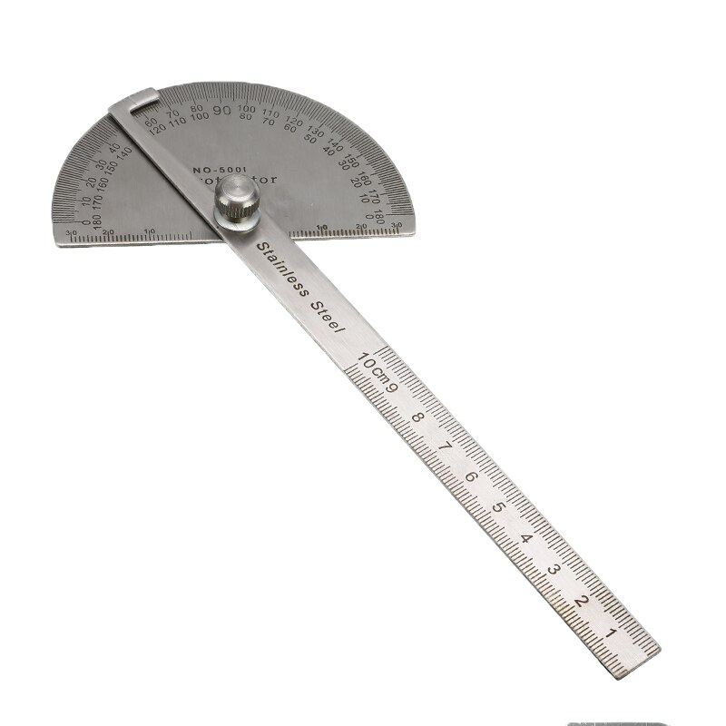 180° Protractor Angle Finder Arm Rotary 10cm Stainless Steel Measuring Round Head General Tool Craftsman Ruler Goniometer Tool