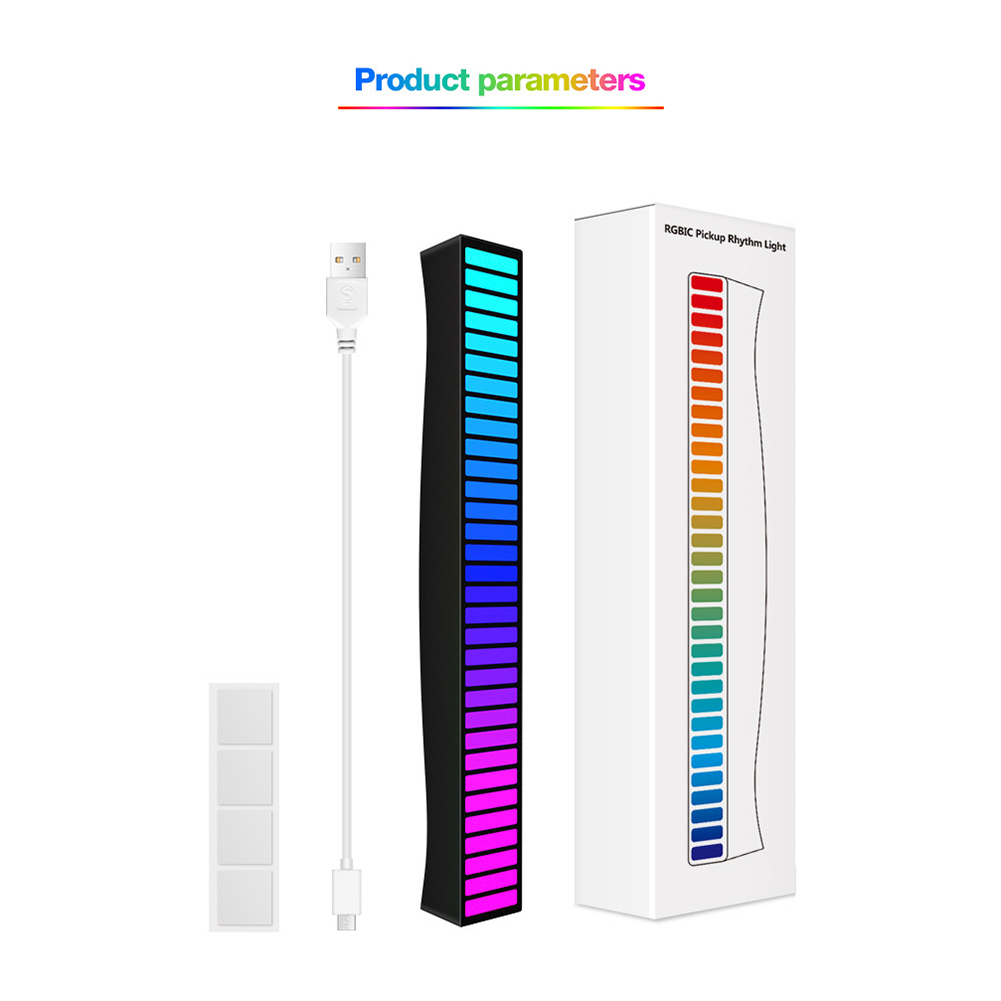 RGB Music Sound Control Light 32 LED App Control Voice-Activated Pickup Rhythm Light Music Ambient Lamp Colorful LED Strip Light