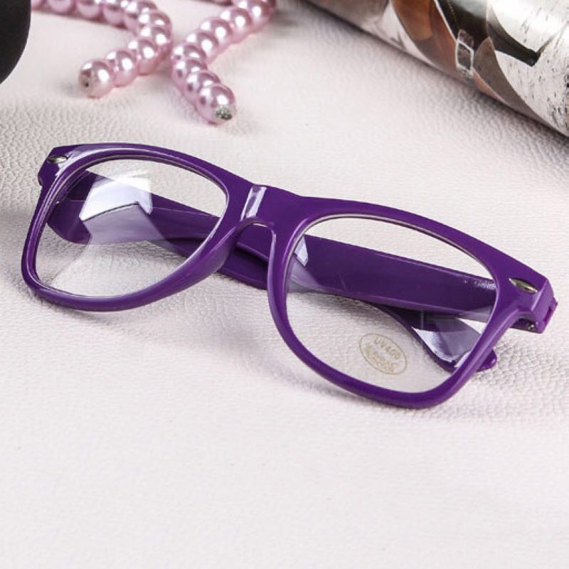 Mayitr 1pc Nerd Clear Glasses Clear Lens Geek Glasses 16 Colors Plain Mirror Plastic Full frame Eyeglasses Eyewear: purple