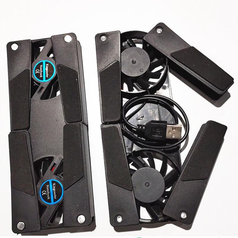 Laptop Desk Support Dual Cooling Fan Notebook Computer Stand Foldable USB Rack Holder Black