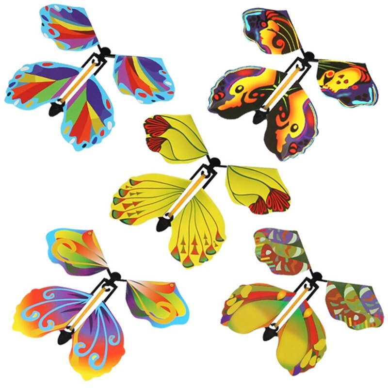 10Pcs Magic Vliegende Vlinder Wind Up Rubber Band Aangedreven Vlinder Voor Kinderen Jongens Meisjes Kerst Verrassing Kous