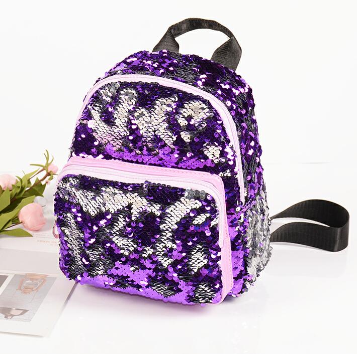 Mode Meisje Pailletten School Rugzak WomenTravel Rugzakken Kids Rugzak Kinderen Sequin Bag mochila feminina: Paars