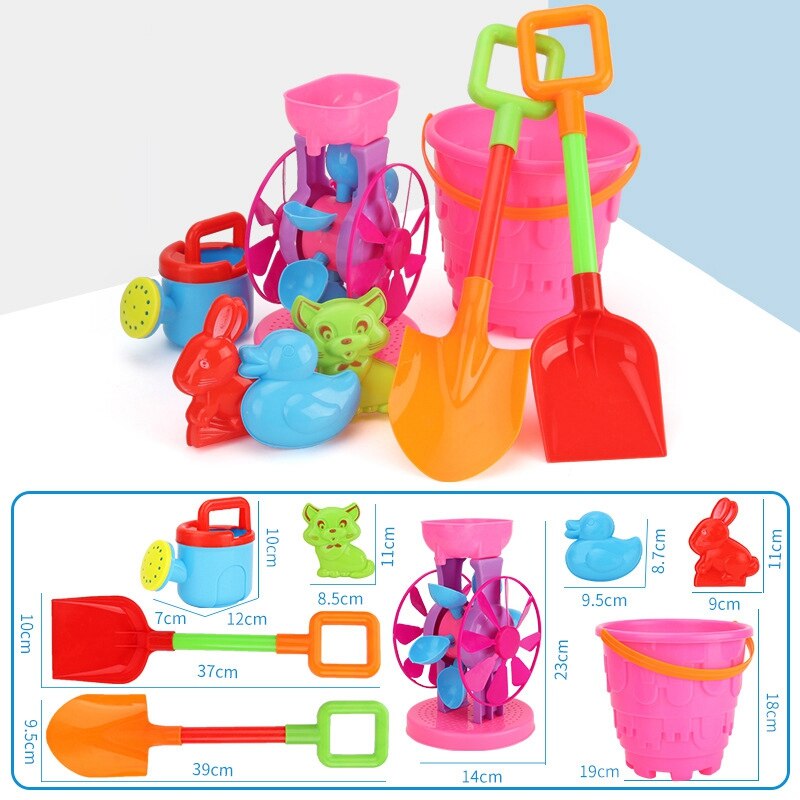 Summer Kids Play Sand Beach Toys Castle Bucket Spade Shovel Rake Water Tools Set for Kids Beach Toys Fun Shovel Molds