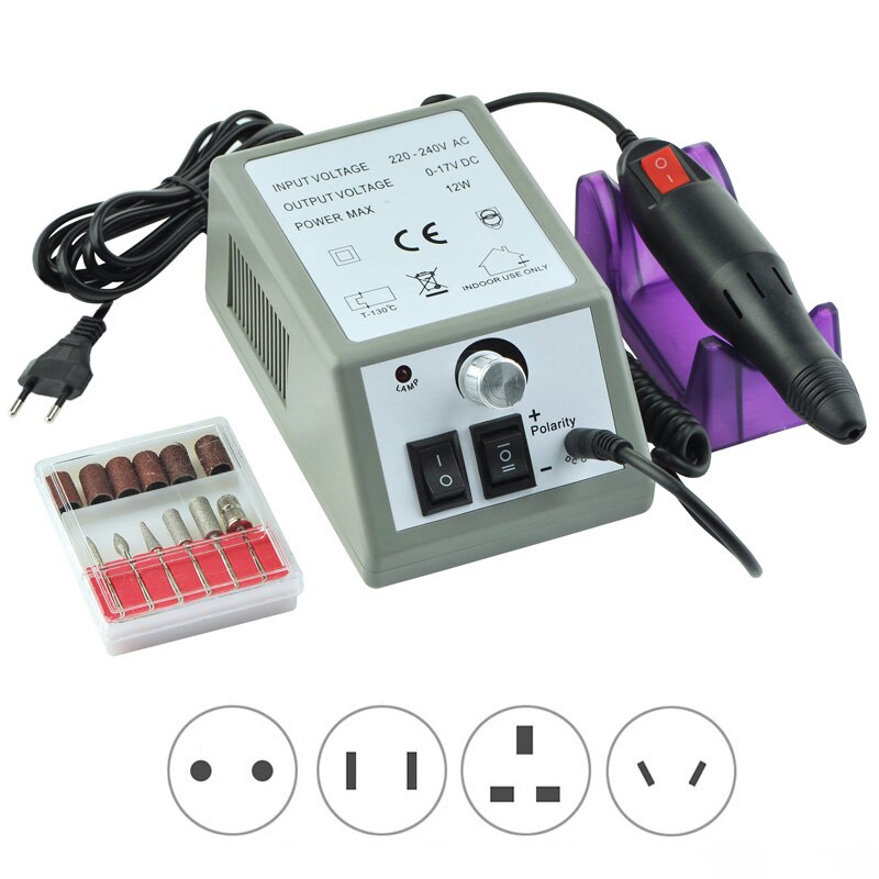 Juego de brocas eléctricas para uñas de 20W y 35000RPM, juego de brocas para manicura y pedicura, Kit de fresas, removedor de Gel, equipo fuerte para uñas: 20000 gray
