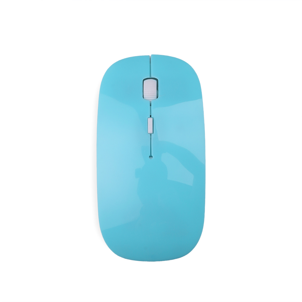 Kebidumei – Mini souris optique de jeu sans fil 2.4GHz, Ultra fine, avec récepteur USB, pour ordinateur Mac, PC portable et de bureau: Blue