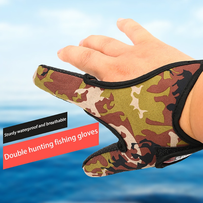 Guantes de pesca transpirable antideslizante portátil pulgar índice dedo Protector herramienta al aire libre ciclismo pesca derecha pesca guantes de pesca