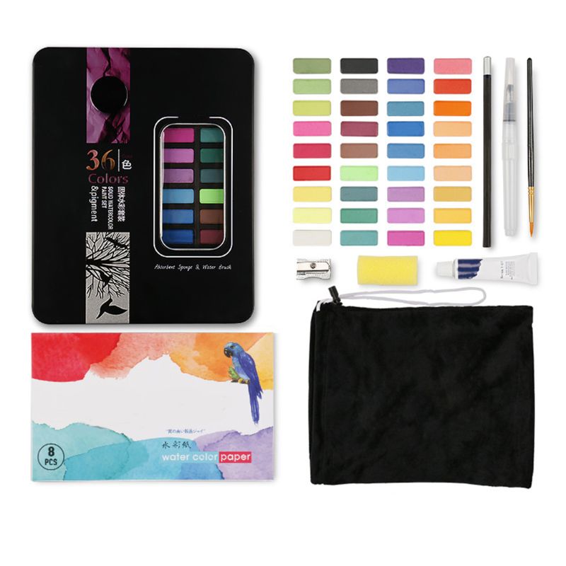 Kingart 511-36W/Brush Set of 36 Watercolor Paint Set, 36 Pieces