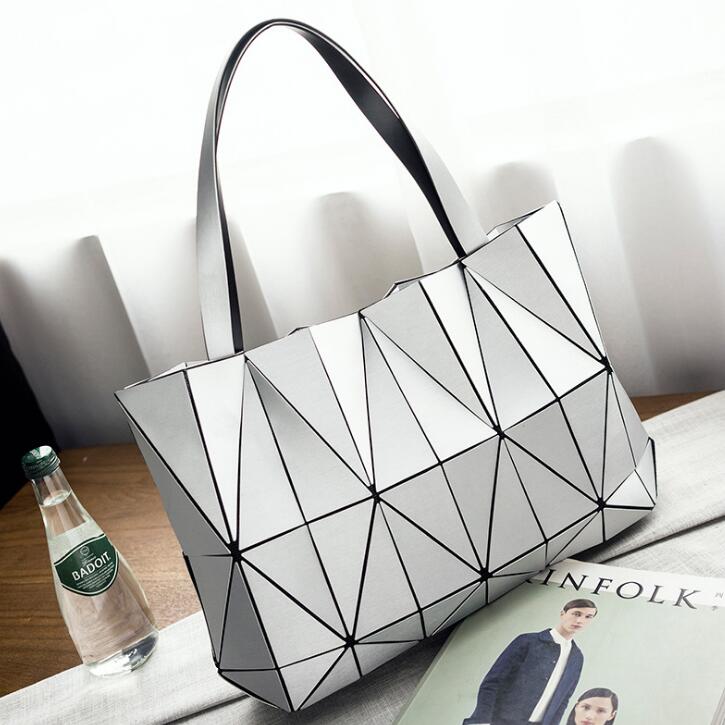 Maelove women-bag Geometric Diamond Folding Tote Shoulder Bags Matte color Geometry Handbags for Girls