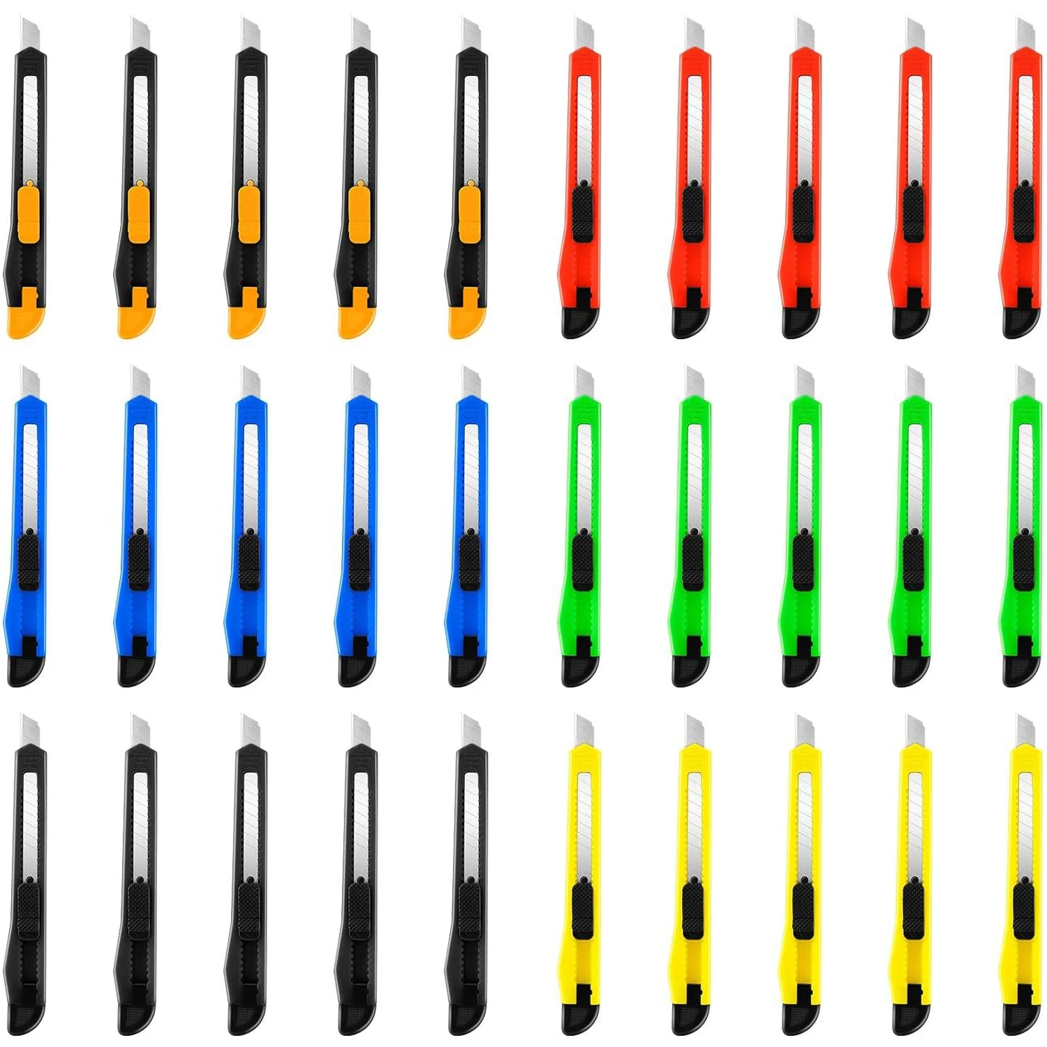 42/30/18/10 Pack Box Cutter, 9 mm Allzweckmesser mit Schnappklinge, Rasiermesser mit selbstsicherndem