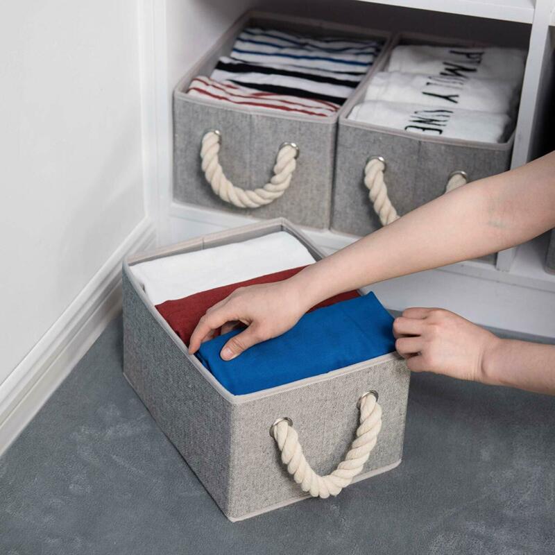 Folding Square Storage Utility Box Fabric Cube Drawer Organizer Cloth Basket Bag Thick cotton rope thicker EVA Clothes storage