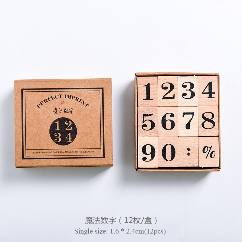 Vintage Month Week Planner Stamp Basic Function Series Digital Symbol Stamp Wooden DIY Seal Stationery Office Supplies: Magic numbers