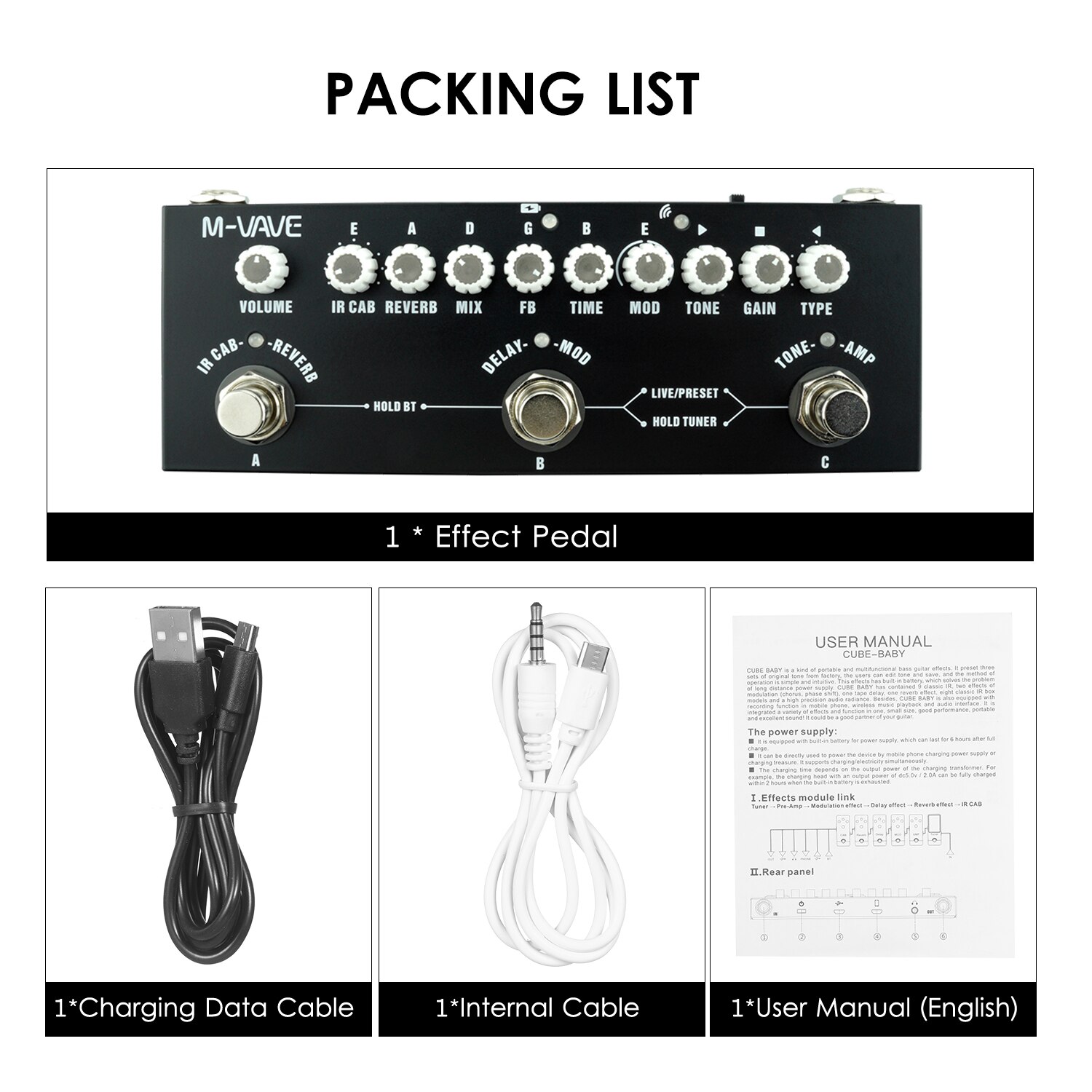 Contrôleur MIDI sans fil bluetooth, Rechargeable, 4 boutons, Portable, pédale, application, pour guitare, M-VAVE: Cube Baby Pedal