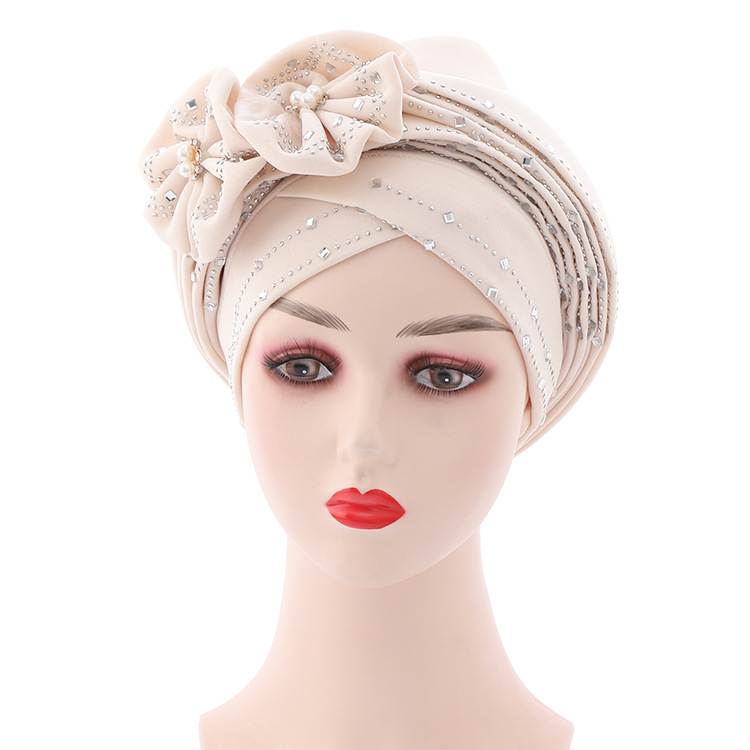 foulard femme africaine chapeau africain femme chapeau femme Bonnets pour Les Femmes Déjà Automatique Gele Hijab Aso Ebi Tête Écharpe Bandeaux Turban Chapeau pour Les Femmes Africaines Automatique Gele Aso Oke: Beige