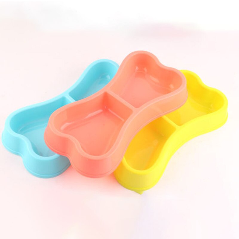 2 stuks plastic hondenbakken, botvormige hondenvoerbak in snoepkleur, milieuvriendelijke dubbele voerbak, hondenbak, voerbak voor huisdieren