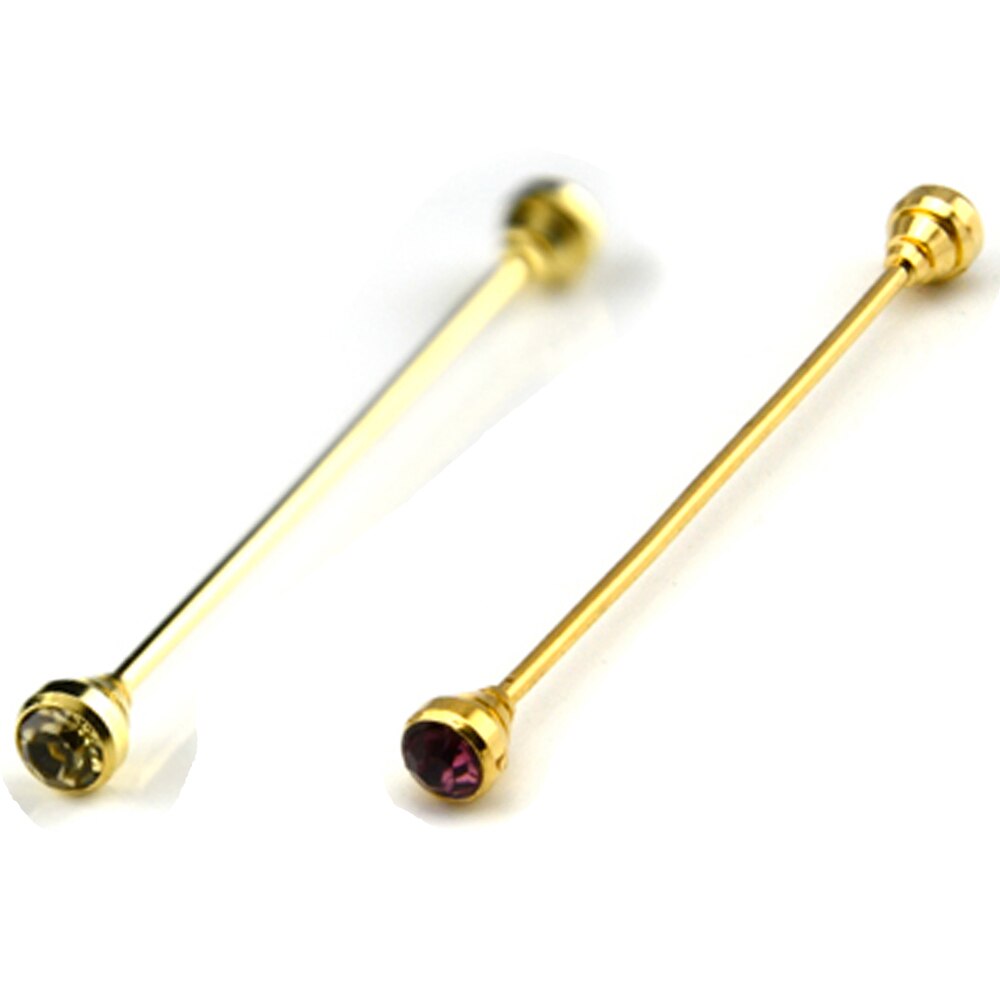 2 Packs Men Shirt Collar Pin Gold Color Necktie Tie Clip Bar Business Brooch BWTZF0005A: Light Yellow Purple