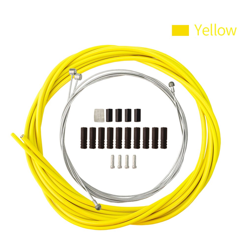 MTB Road Bicycle shift Brake Cable Set 4mm/5mm Line Tube Multiple Colour Bike Brake Line Tube Inner Line Universal Bicycle Parts: Yellow Set