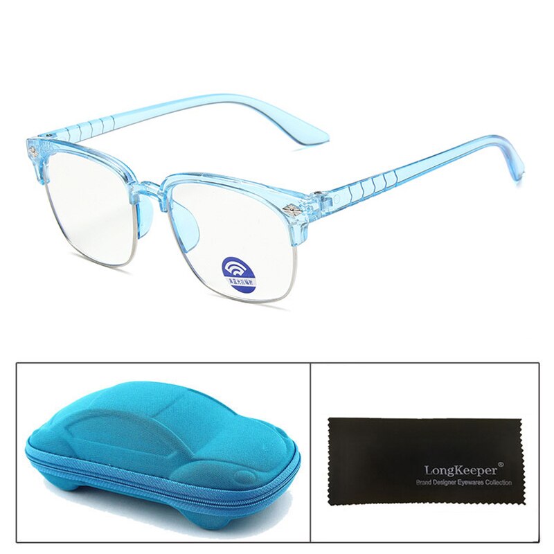 Nitter børn optiske brillerammer ovale linser anti blåt lys computer gennemsigtige briller rammer drenge og piger boks: Tr blå