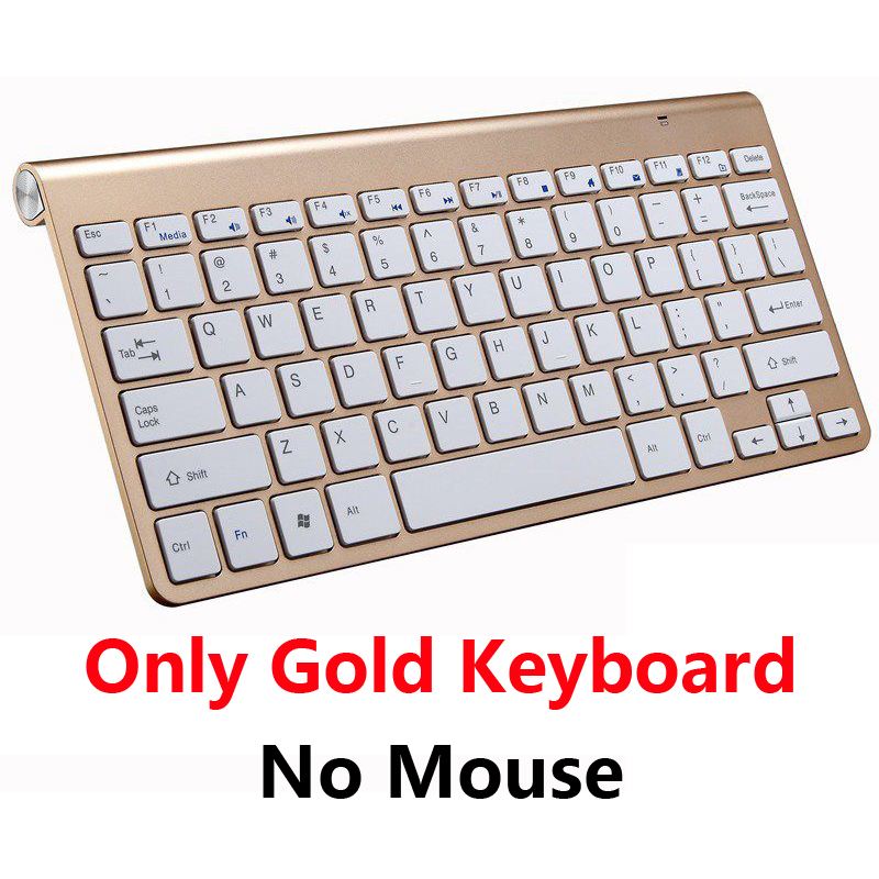 Portable Mini Wireless Keyboard 2.4GHz Multimedia Computer Mouse Keyboard Set Combo For Laptop Desktop Mac PC Notebook Smart TV: Only Gold Keyboard