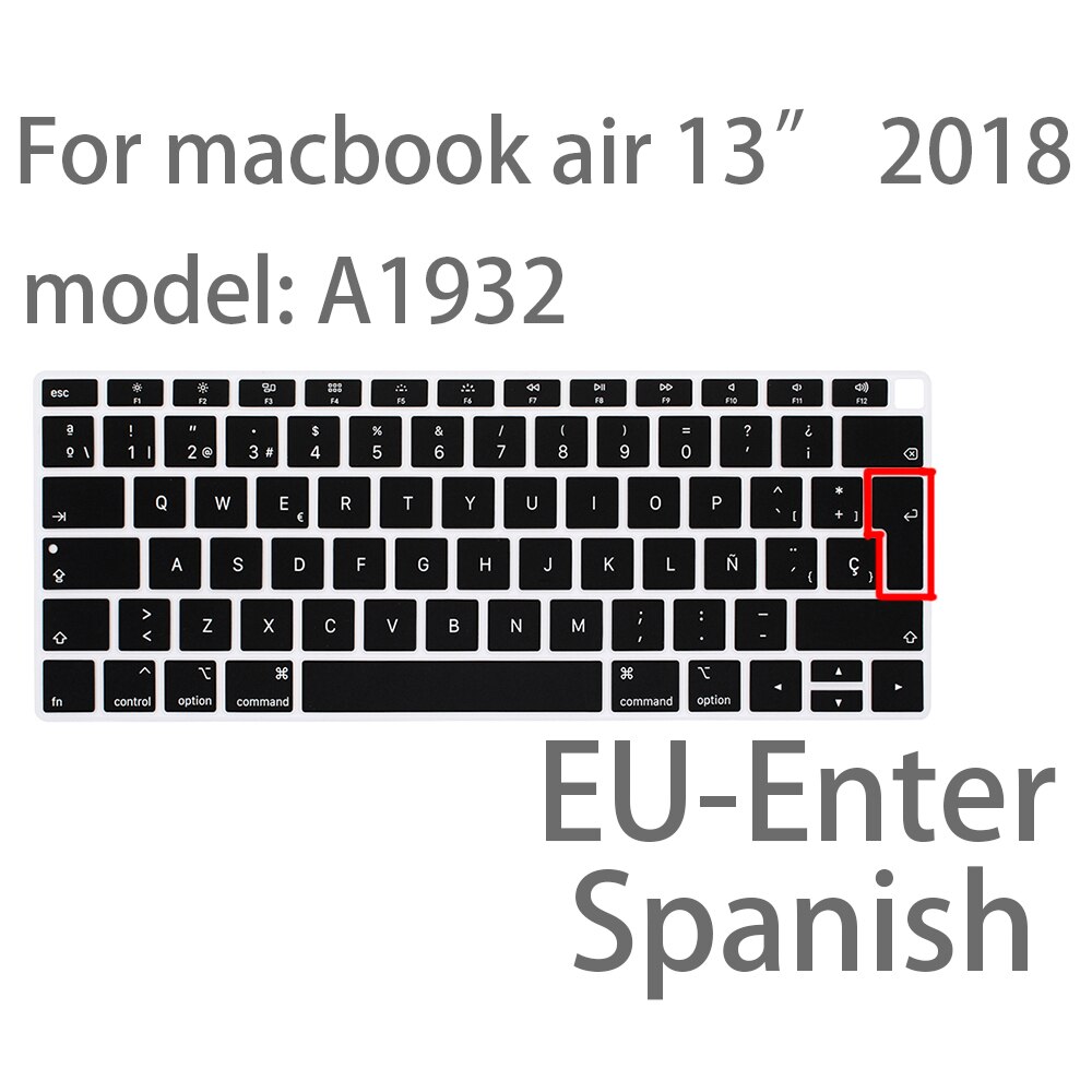 EU-Geben Sie Spanisch oder Chile Tastatur fallen Schutz für macbook Luft 13 tastatur abdeckung spanisch Modell A1932 Silikon schutzhülle Film