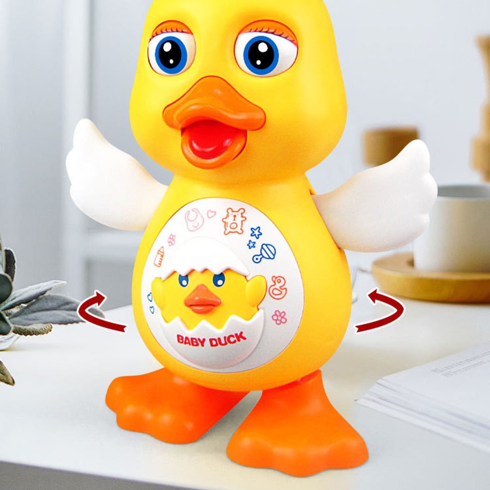 Juguete educativo interactivo para niños, iluminación de baile eléctrico, pato amarillo