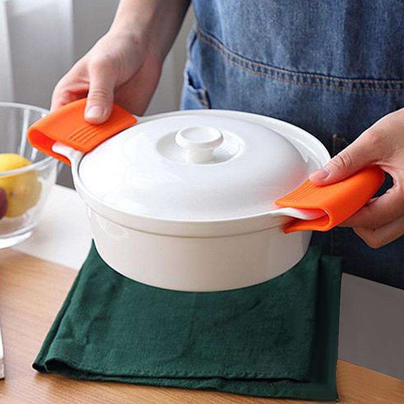 2Pcs Grip Siliconen Pot Houder Mouw Pot Handschoen Antislip Pot Handvat Cover Grip Keuken Tool Te Voorkomen brandwonden Beschermhoes