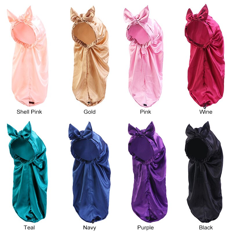 Bonnet de nuit en Satin pour femmes, Turban en soie, Invisible, plat, réglable, avec nœud, coiffant, pour la nuit