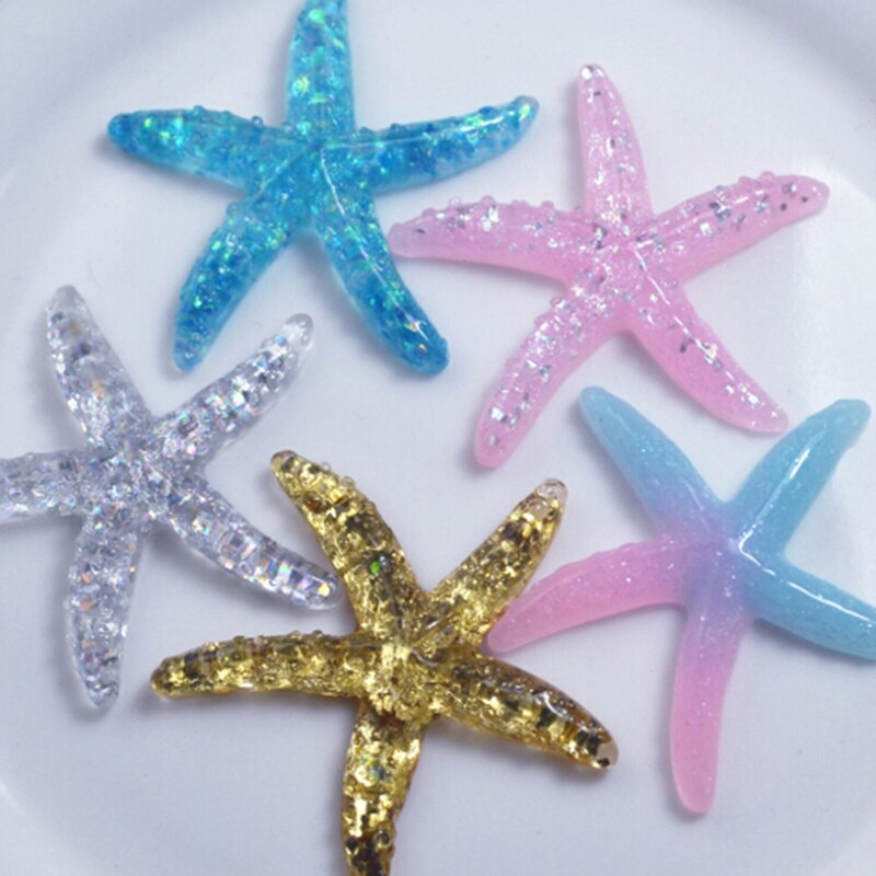 10 st färgglada sjöstjärna skal för hem bröllop dekor hantverk gör scrapbooking gör själv hår rosett centrum diy harts bedårande glitter
