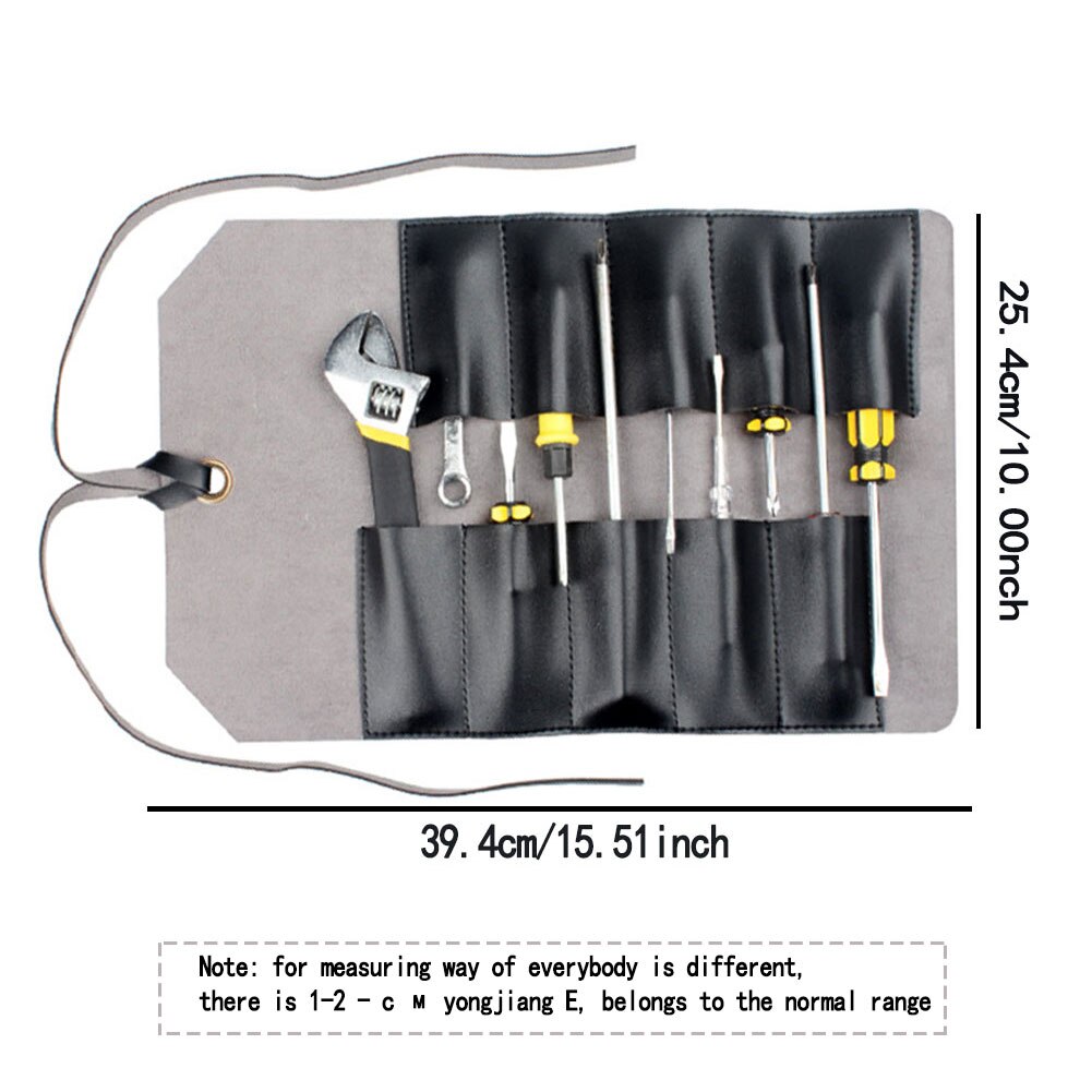 Tool Roll Leather Bag Pouch 10 Pockets Multi Purpose Organizer Wrap For Woodworking Plier Spanner Wrench Leather Tool Pouch