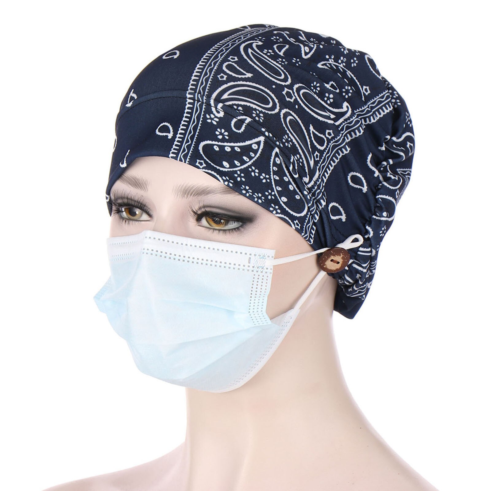 Women's hats with buttons Indian nurses work men's hats Muslim cancer chemical hats beanies wrap caps