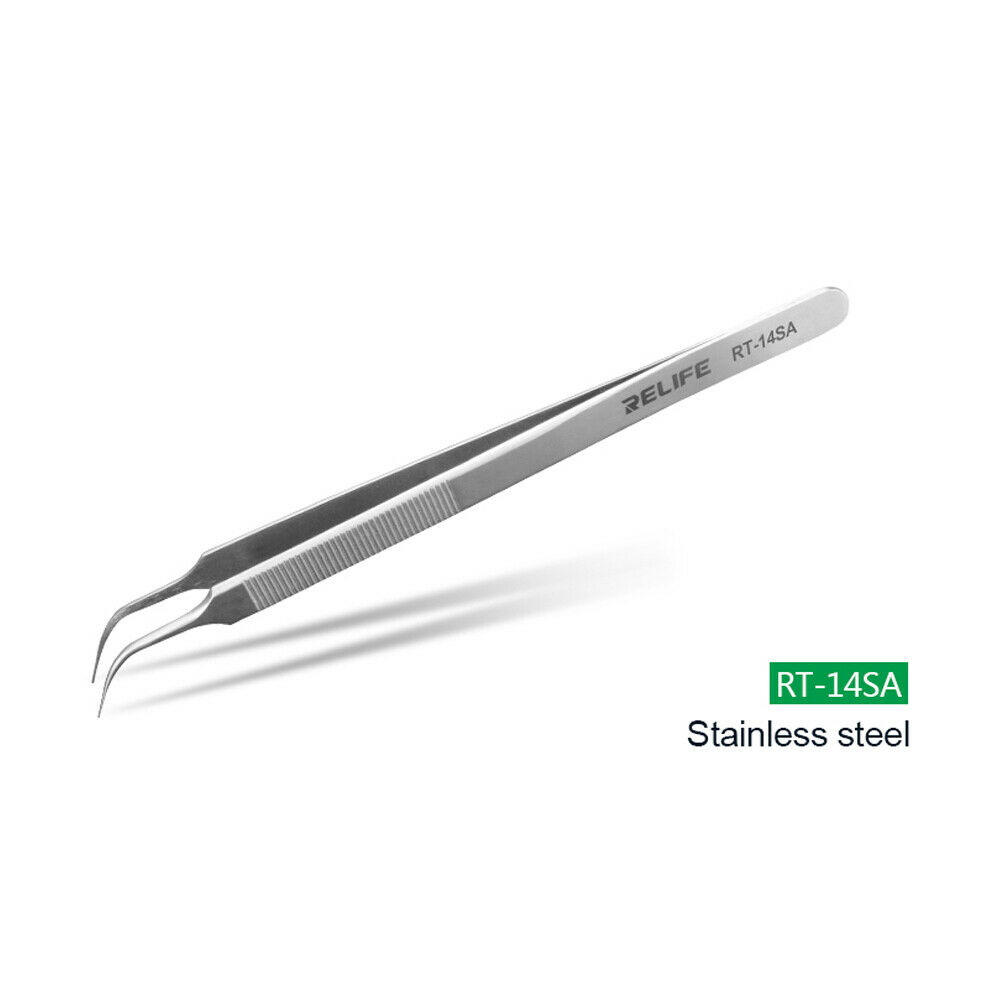 Relife mobile phone repair tweezers RT-14A RT-14SA anti-static high toughness precision fine tip plus anti-skid chip repair: RT-14SA