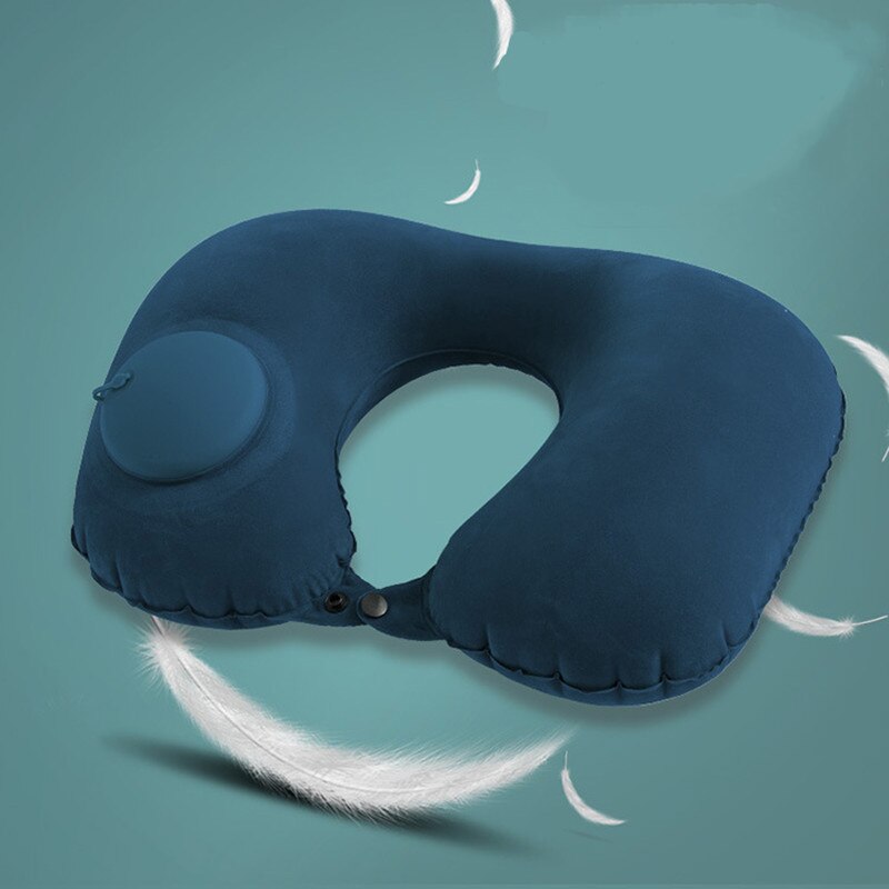 U-Shape Travel Pillow For Airplane Inflatable Neck Pillow Travel Accessories Comfortable Sleep Pillows: 02Navy