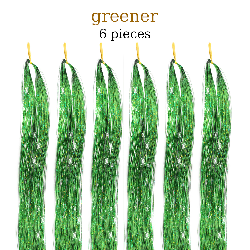 48 Inch Hair Tinsel Kit With Tool 1200 strands Tinsel Hair Extensions 12 Colors Fairy Hair Tinsel, Sparkling Shiny Hair Tinsel: Not Dyed / 24inches