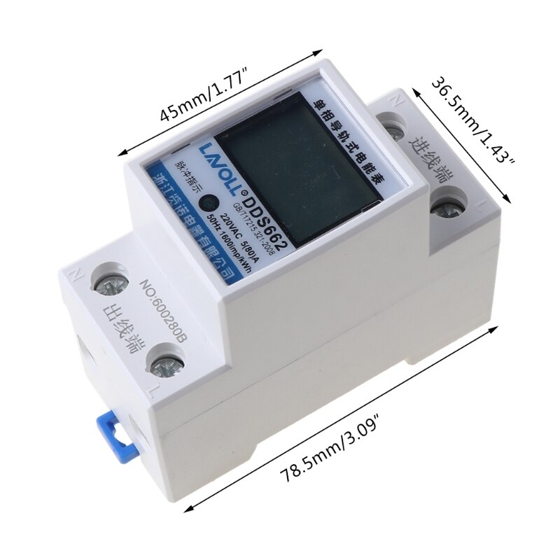 LCD Digital Display Single Phase Power Consumption Meter Energy Meter Watt Wattmeter kWh 230V AC 50Hz Din Rail