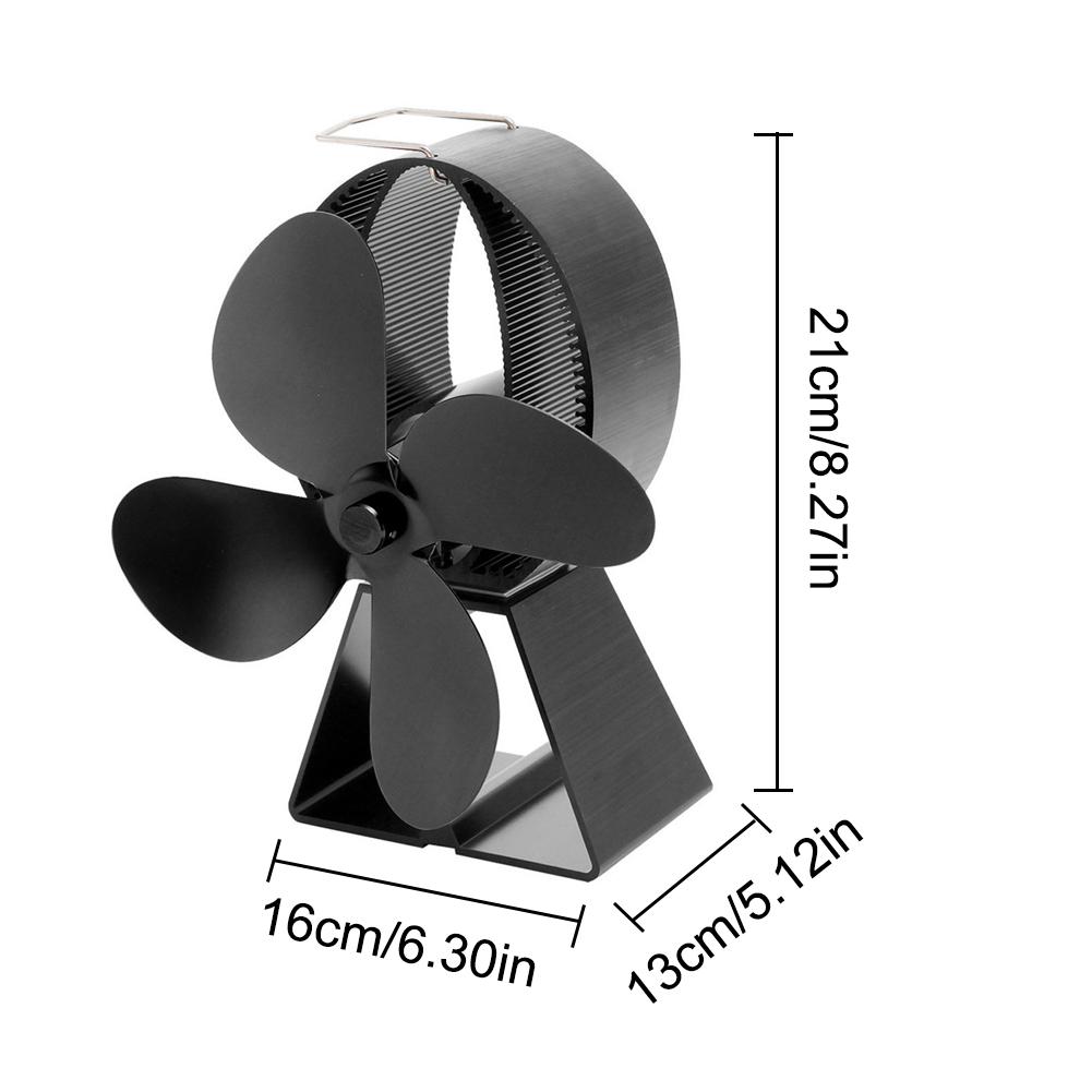 thumbnail image 2 of 4-Blade Heat Powered Stove Fan For Wood Log Burner – Black Aluminum, Heat Distribution 2 of 3
