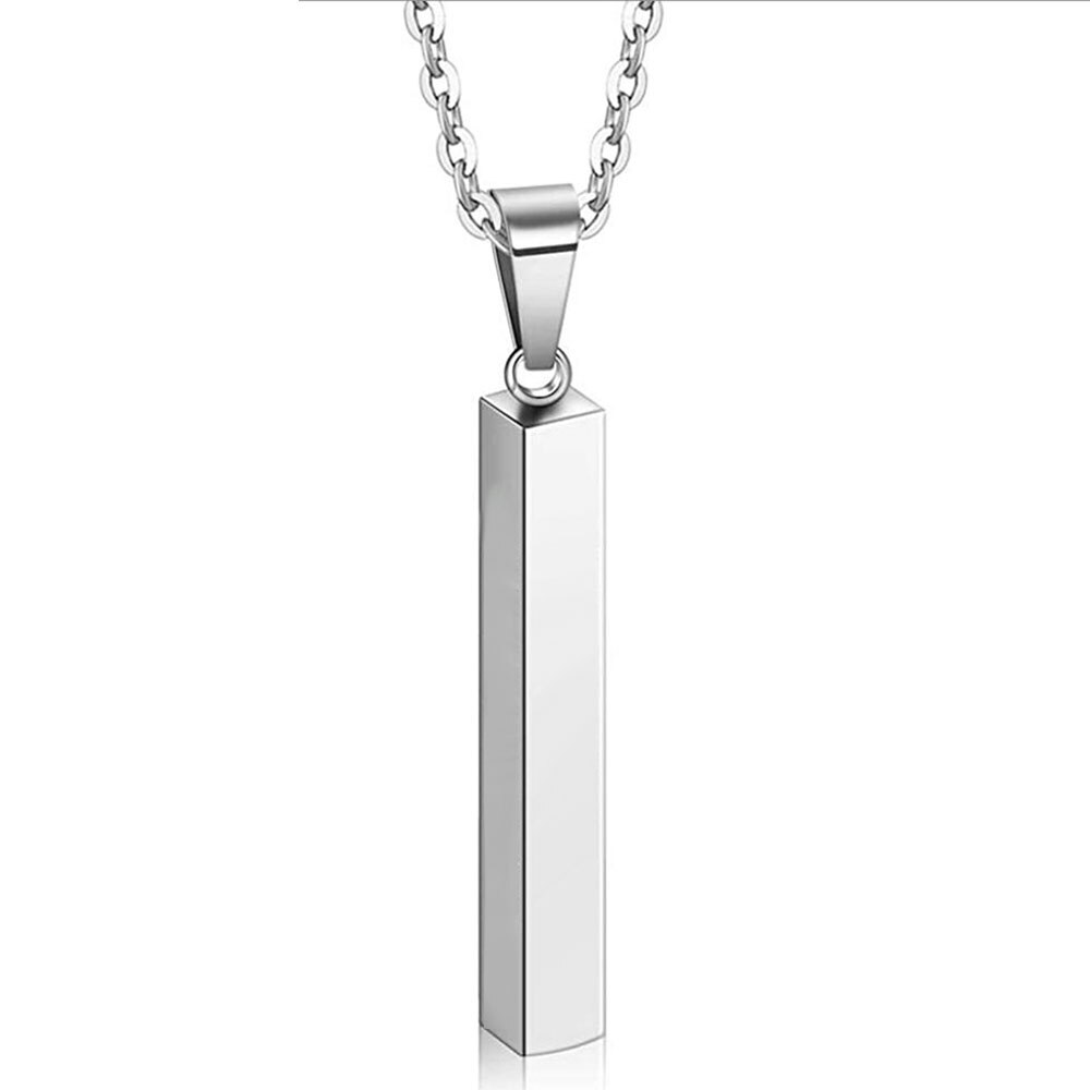 Vertical Bar Always in my heart Necklace Stainless Steel Pendant Necklace For Women/Men Anniversary