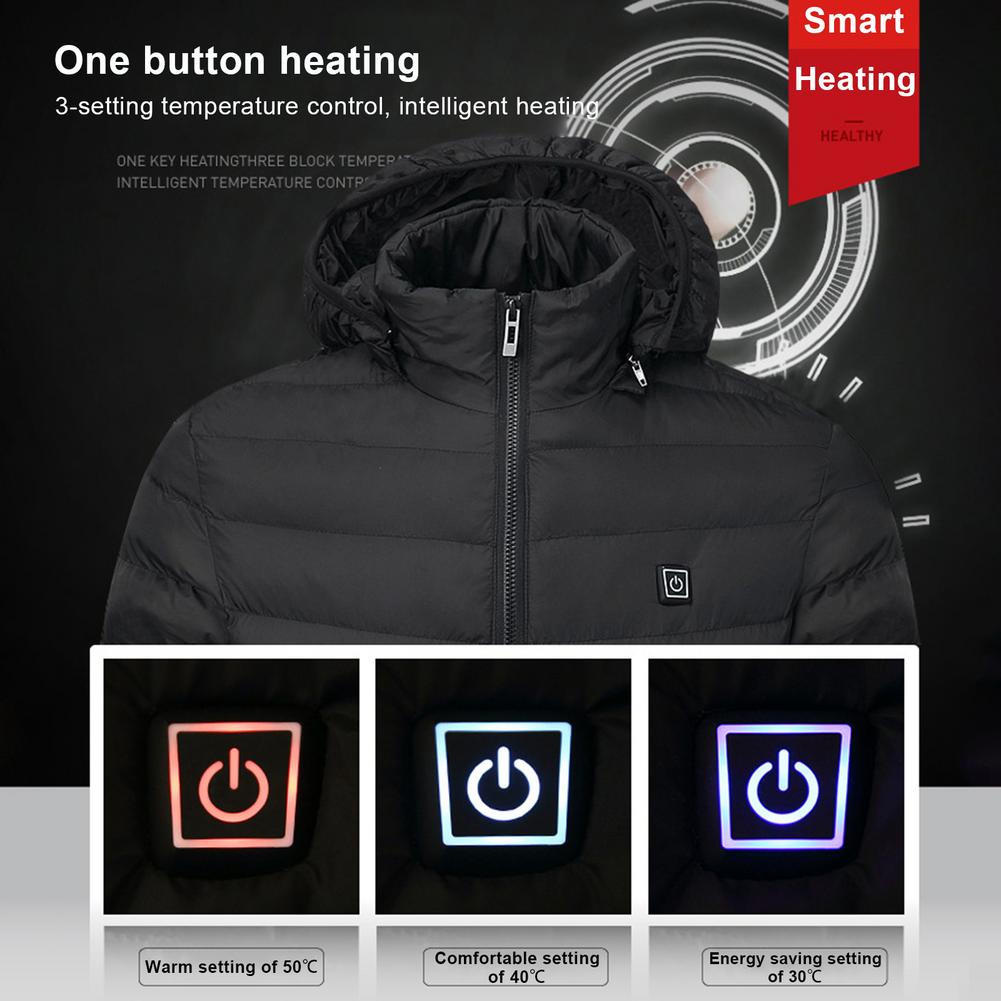 Electric Heating Jacket USB Rechargeable Fast 9 Heated Zone For Outdoor Sports Ice Fishing Skiing Camping Cycling