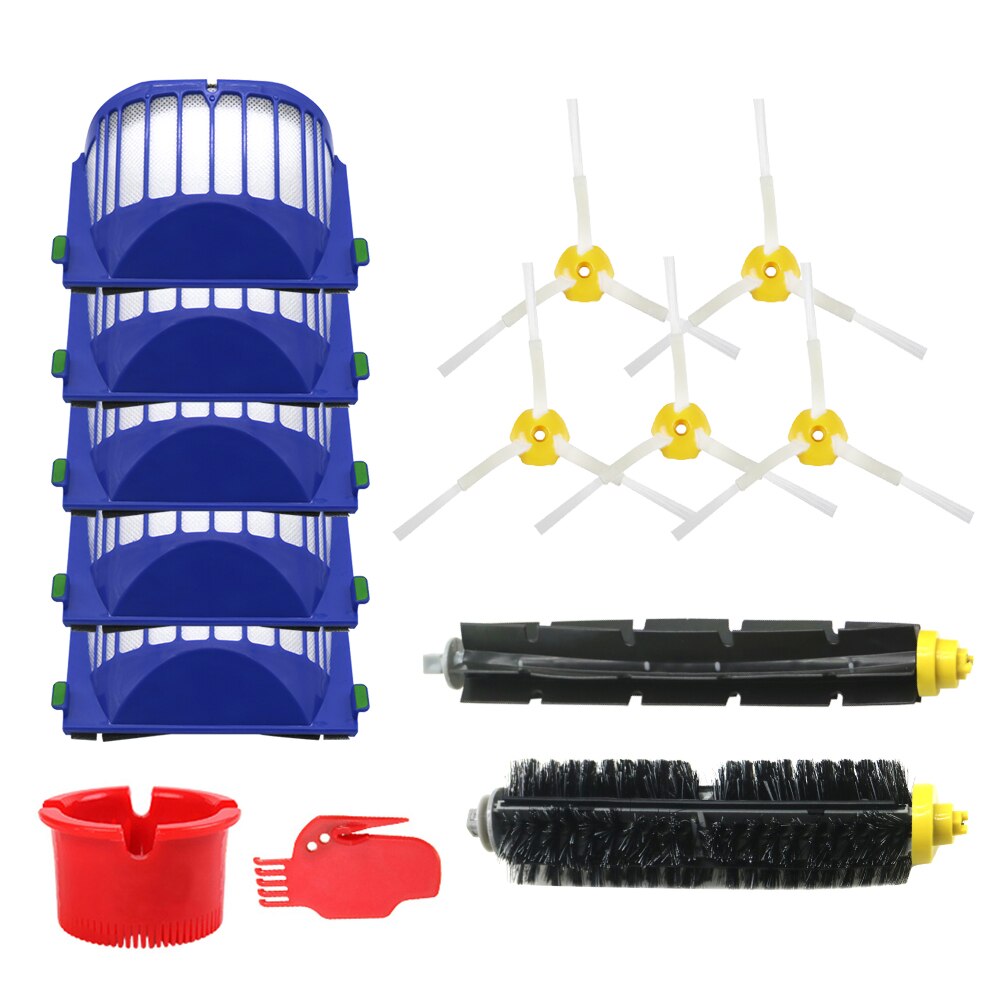 Blått aerovac filter+ set huvudborstsats + sidoborste för irobot roomba 600 series 620 630 650 660 byte av tillbehör: 6