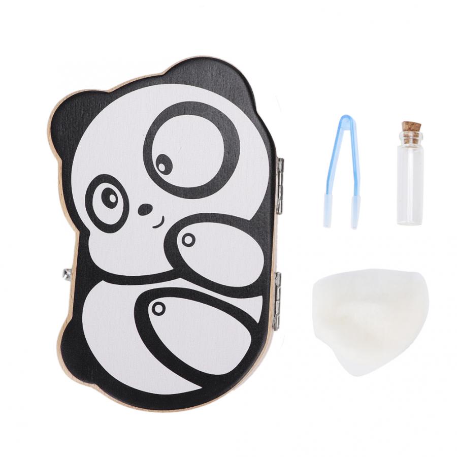 Wooden Baby Teeth Box Save Organizer First Tooth Collection Box Cartoon Milk Teeth Deciduous Storage Memory Box