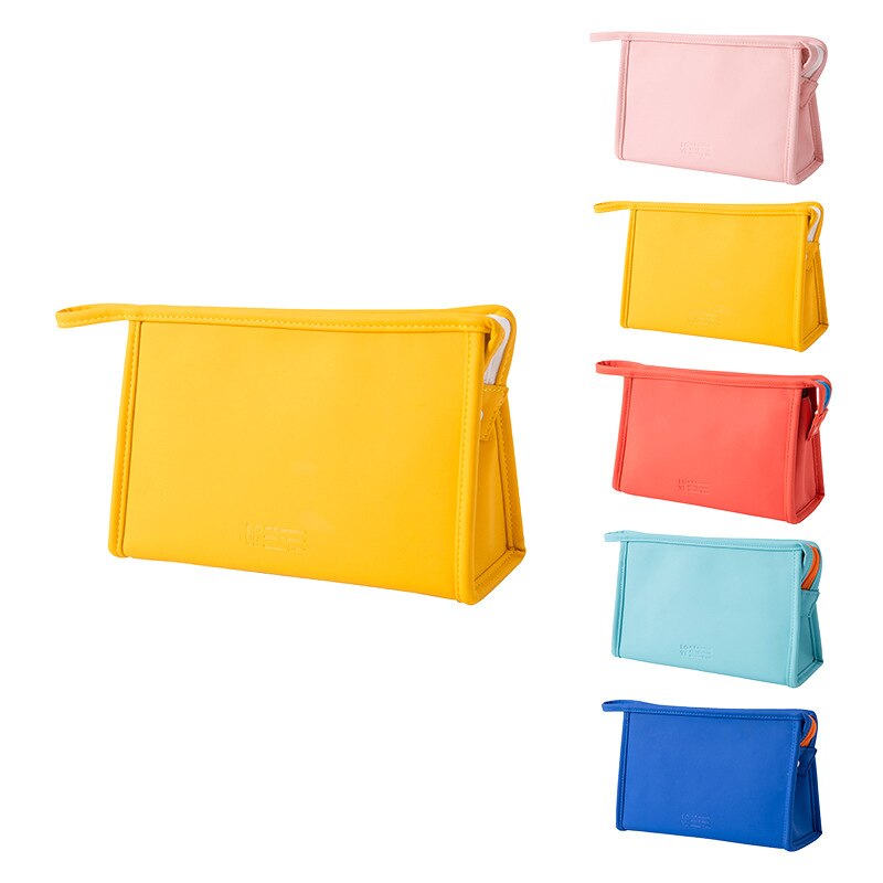 Vrouwen Cosmetische Tas Pu Lederen Waterdichte Rits Reizen Wassen Make Organisator Make Up Bag Pu 1Pc Grote Beauty Case: Yellow