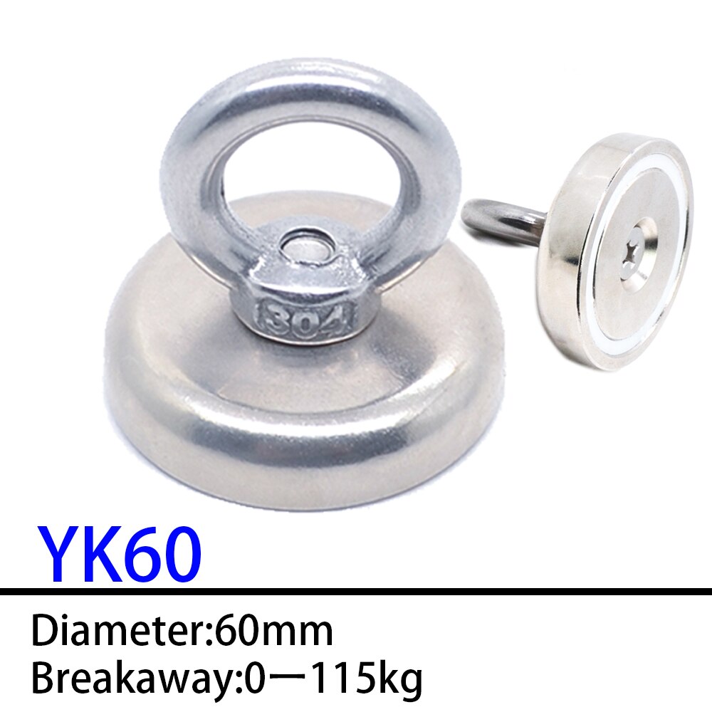 Starke Magnet Topf Angeln Magnet Tiefe Meer Salvage Magnetische Haken Permanent Neodym NdFeB Magnetischen Angeln Werkzeug mit Seil: YKD60